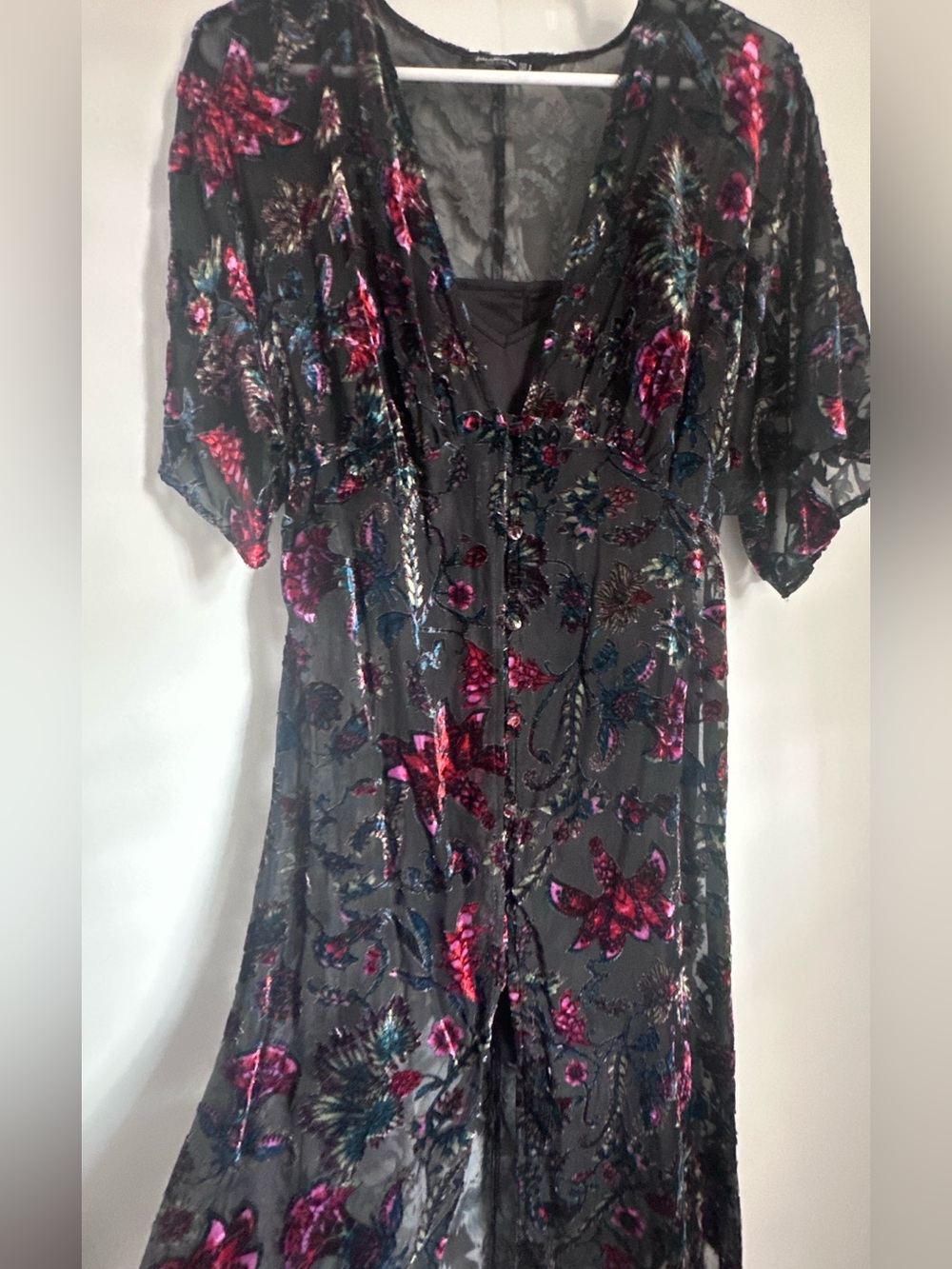 Stradivarius Sheer Floral Midi Dress